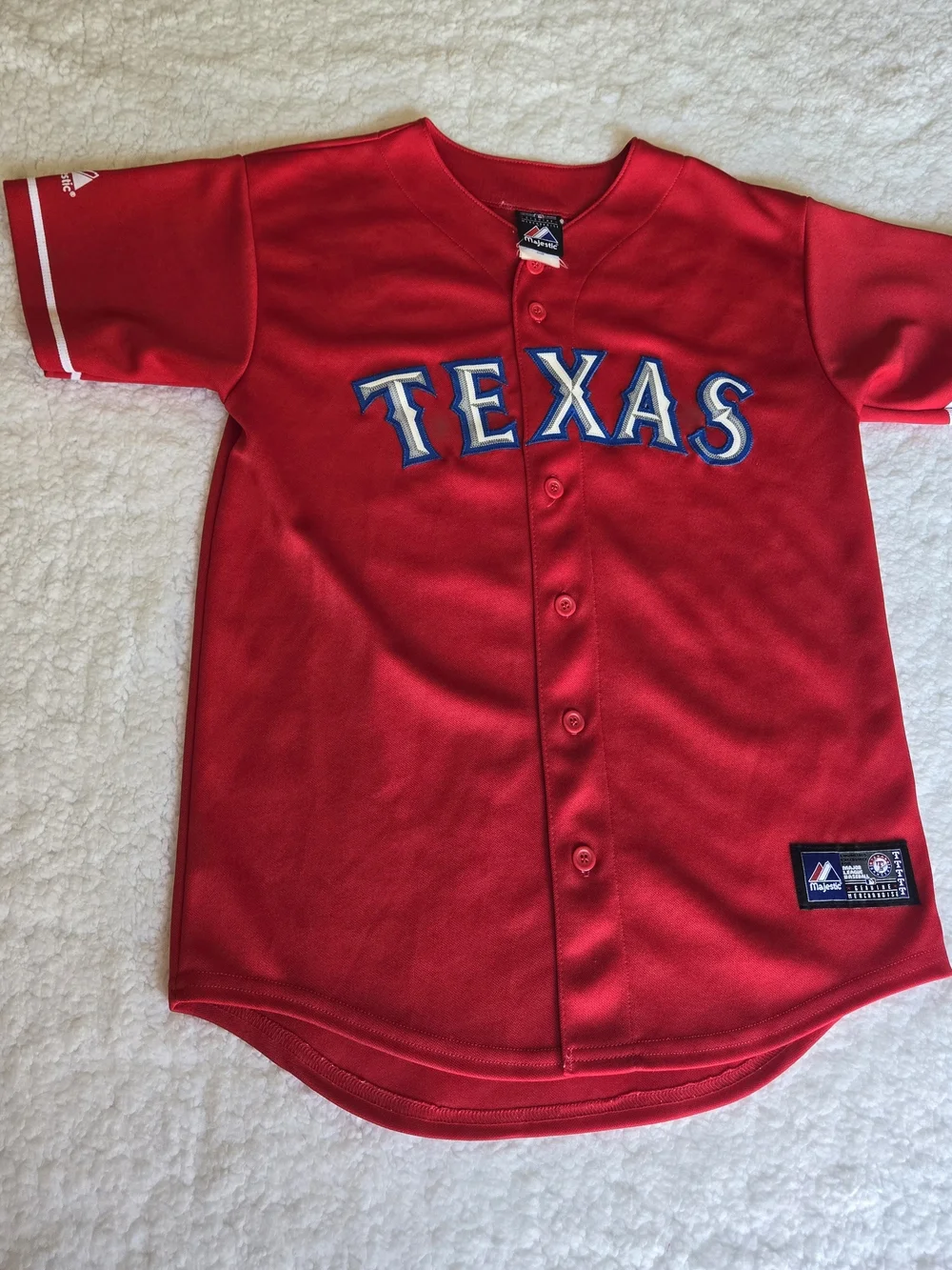 Majestic Red Kids Jersey with Blue and White 'Hamilton 32' Graphics